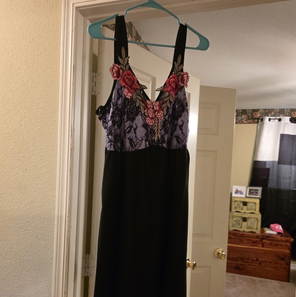 Floral Lace Black Dress